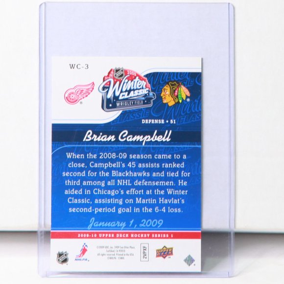 Brian Campbell Winter Classic Jumbo Upper Deck Hockey Cards 2009/10 Blackhawks - Picture 2 of 2